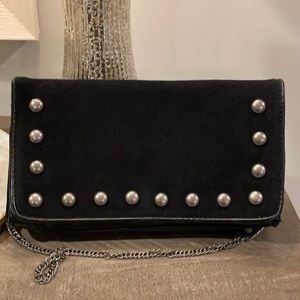 Black Isaac Mizrahi Suede and Leather Clutch Bag